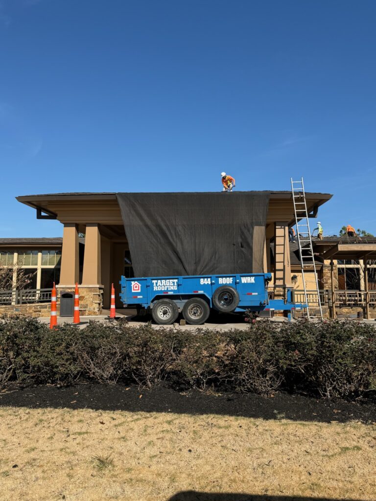 Netting for shingle removal and dumpster placement